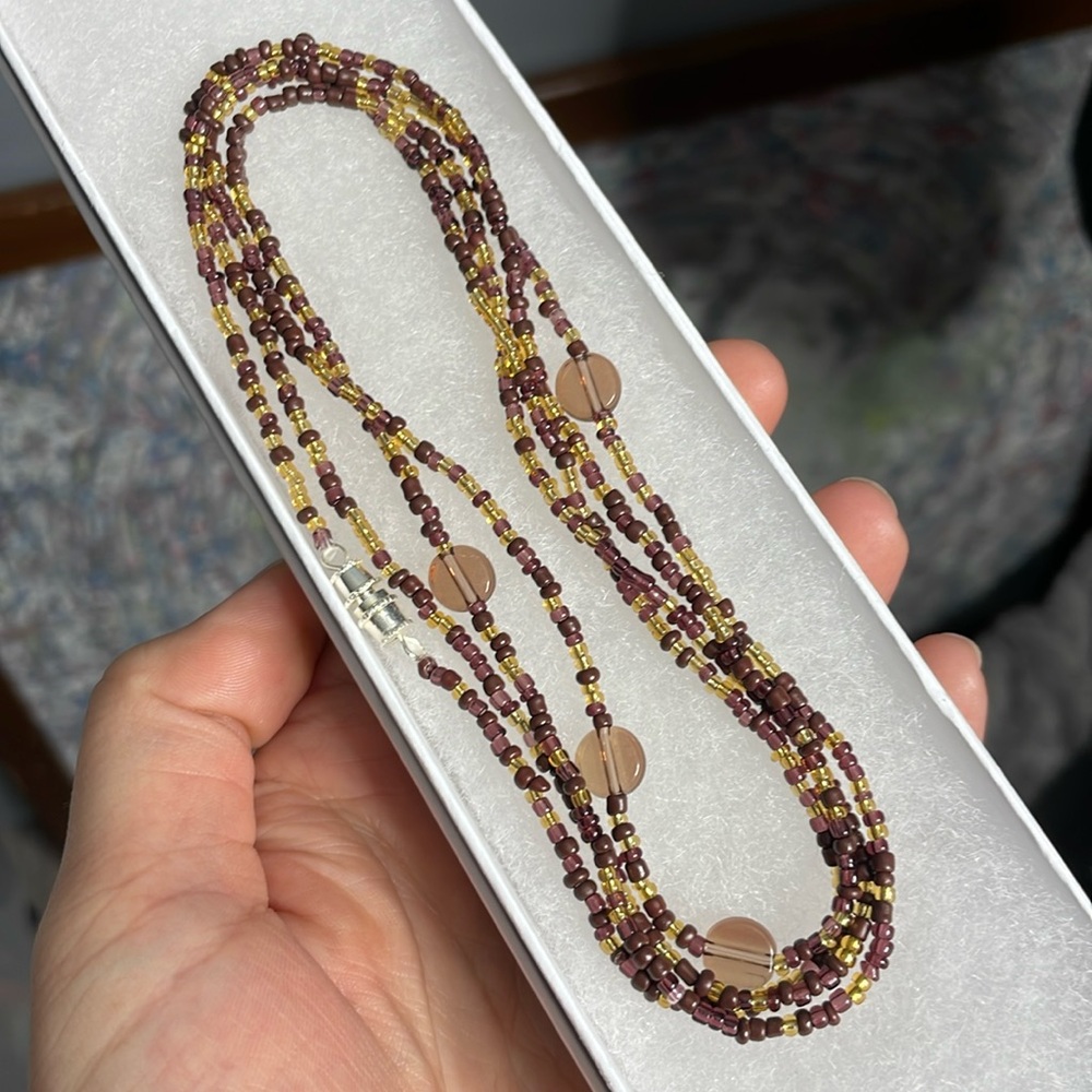 Handmade Beaded Strands - Mauve & Brown